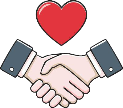 business partners shaking hands with heart symbol above meaning trust cooperation and love vector